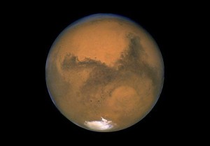 Mars photographed by the Hubble Space Telescope on the planet's closest approach to Earth in 60,000 years.