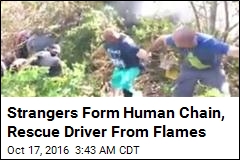 Strangers Form Human Chain, Rescue Driver From Flames